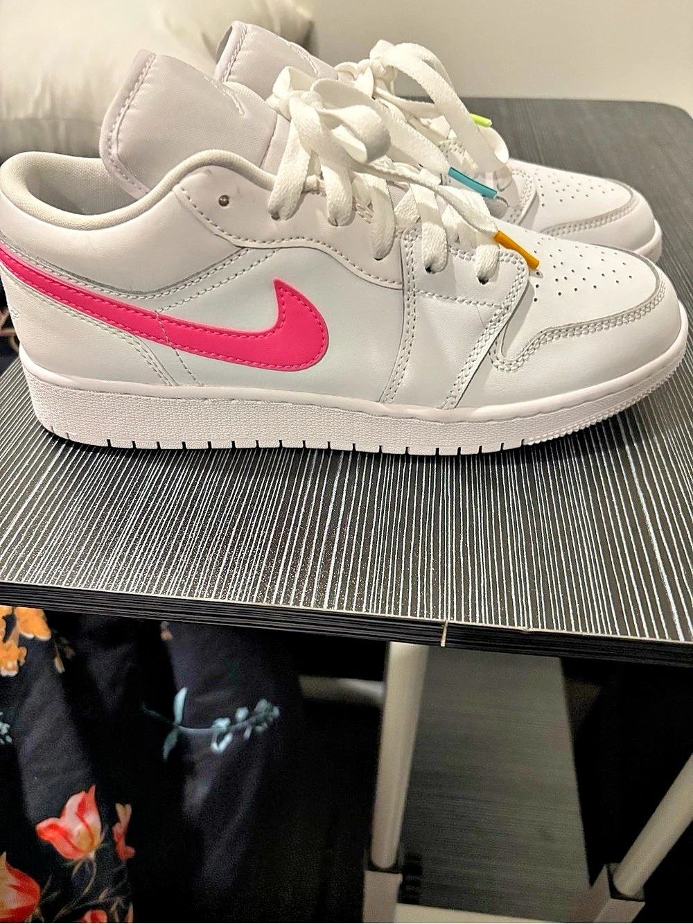 Nike Air Jordan 1 Multicolor Low Sneakers White & Pink Boys US 6Y